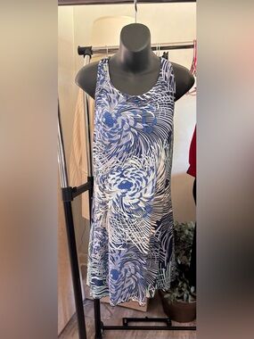 Eye Catching Cool Breezy Zen-Knits Periwinkle Floral Wave Sundress